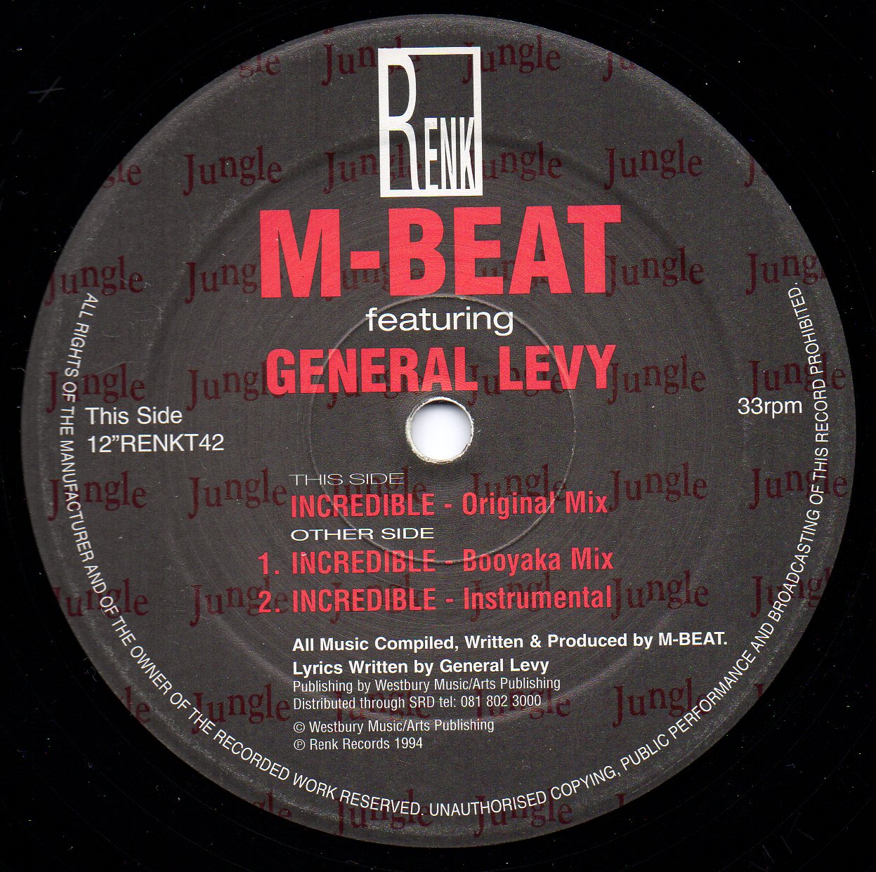 løgner vogn Highland M-Beat Feat. General Levy – Incredible (12”) Renk Records |  junglemaniarecords